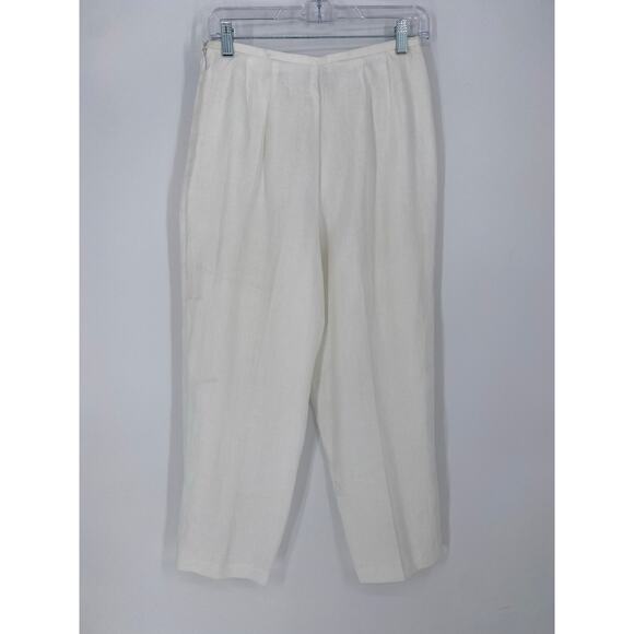 Talbots Pants Women’s 8p White Irish Linen Coastal Nautical Resortwear Cruise - Picture 1 of 10